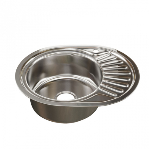 Мойка нерж. овал 45*57см 0,6мм лев вып 3 1/2 (гл.чаши 16см) с сифоном, с крепл., без гофры "MIXLIN