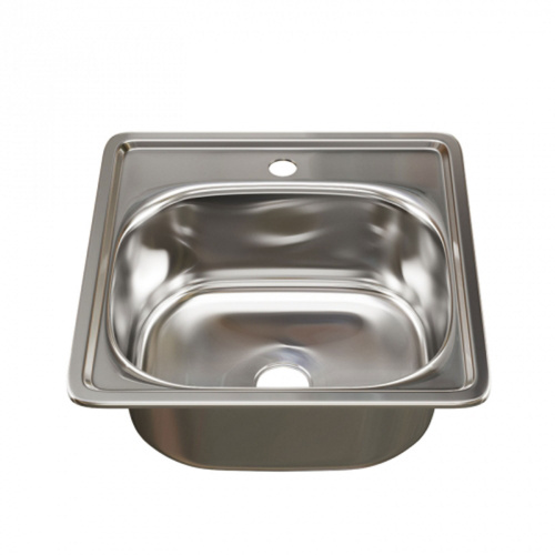 Мойка нерж. квадрат 38*38см 0,6мм врез. вып 1 1/2 (глуб чаши 15см) с гофросифоном "MIXLINE"