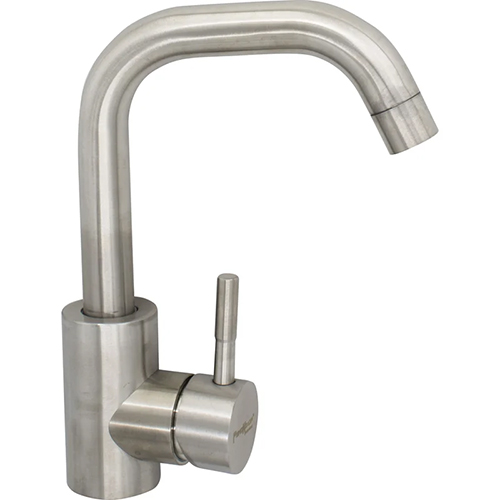 Смеситель нержавеющая сталь для кухни, крепление гайка, керамический картридж 40мм