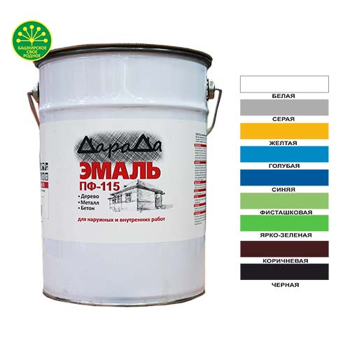 Эмаль ПФ-115 черная 25кг ГОСТ, ДАРАДА