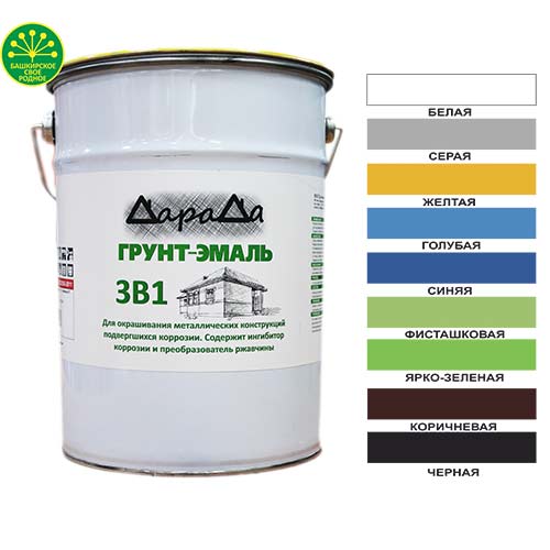 Грунт-эмаль 3в1 белый 5кг.быстросохнущий ДАРАДА