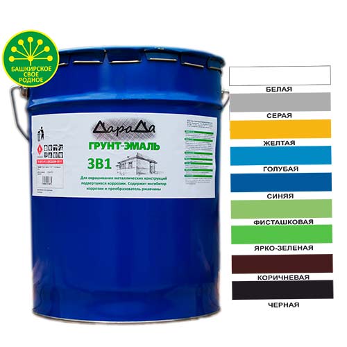 Грунт-эмаль 3в1 коричневый 5кг.быстросохнущий ДАРАДА