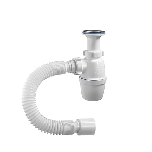 ОРИО Сифон бутылочный 1 1/4*40малый крпус с литым выпуском.с гибкой трубой 40-50