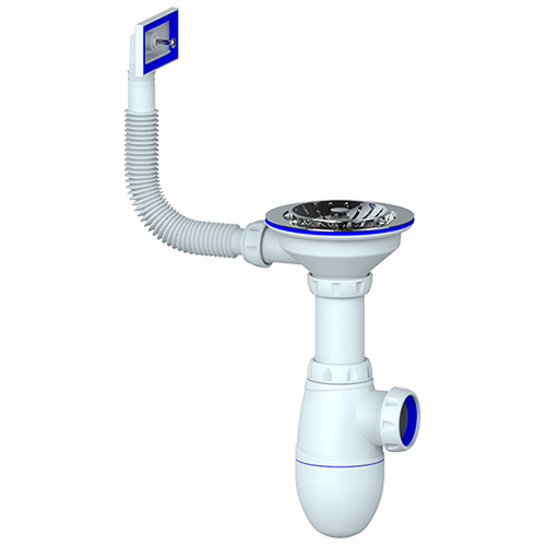 Сифон Элит с нер.чашкой 114мм с отводом для ст/м с унив.переливом 3 1/2"-40мм