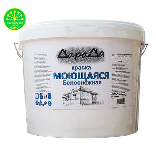 Краска влагостойкая акриловая ДАРАДА 14кг белоснежная моющаяся