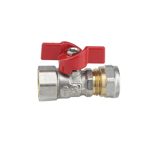 Кран шаровый для м/п труб обжим 20х1/2" В/Р бабочка