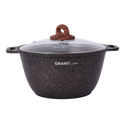 Кастрюля алюминиевая антипригарная KUKMARA кго42а Granit Ultra 4,0л со стеклянной крышкой