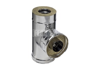 Тройник Феррум угол 90°, нержавеющий (430/0,5мм), ф115, по воде