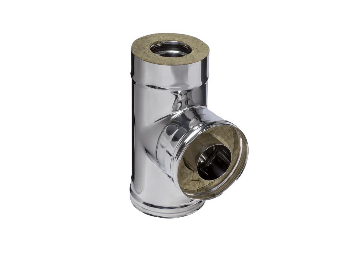 Дымоход Феррум утепленный нержавеющий зеркальный (430/0,5мм) ф130/200 L=1м по воде