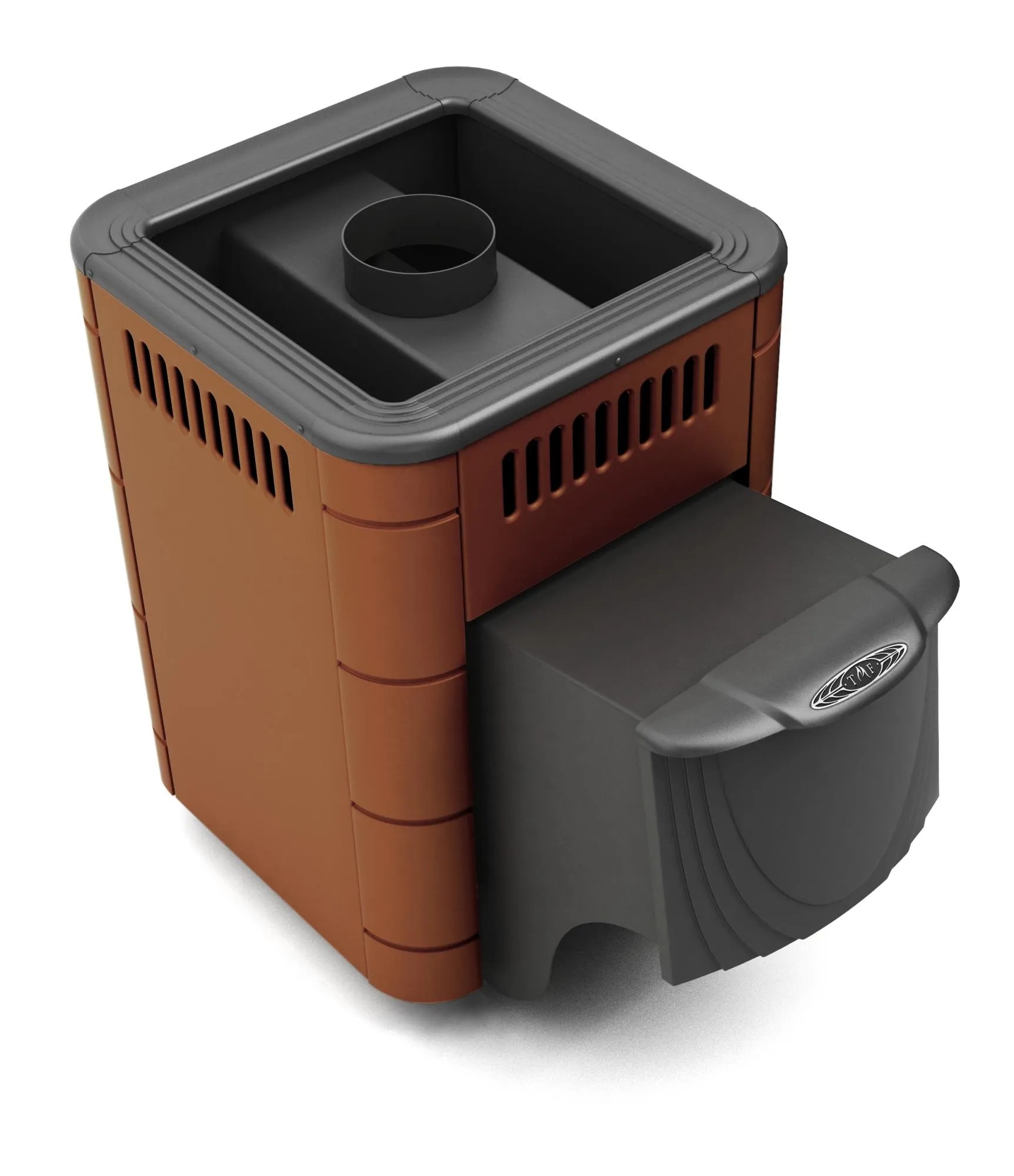 Печь банная Оса Carbon с дверцей антрацит, терракота