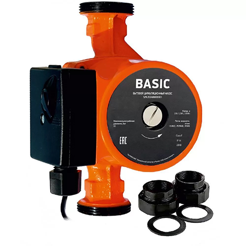 Насос циркуляционный отопительный PROFLINE Basic 25/6-180 с гайками шнуром и вилкой