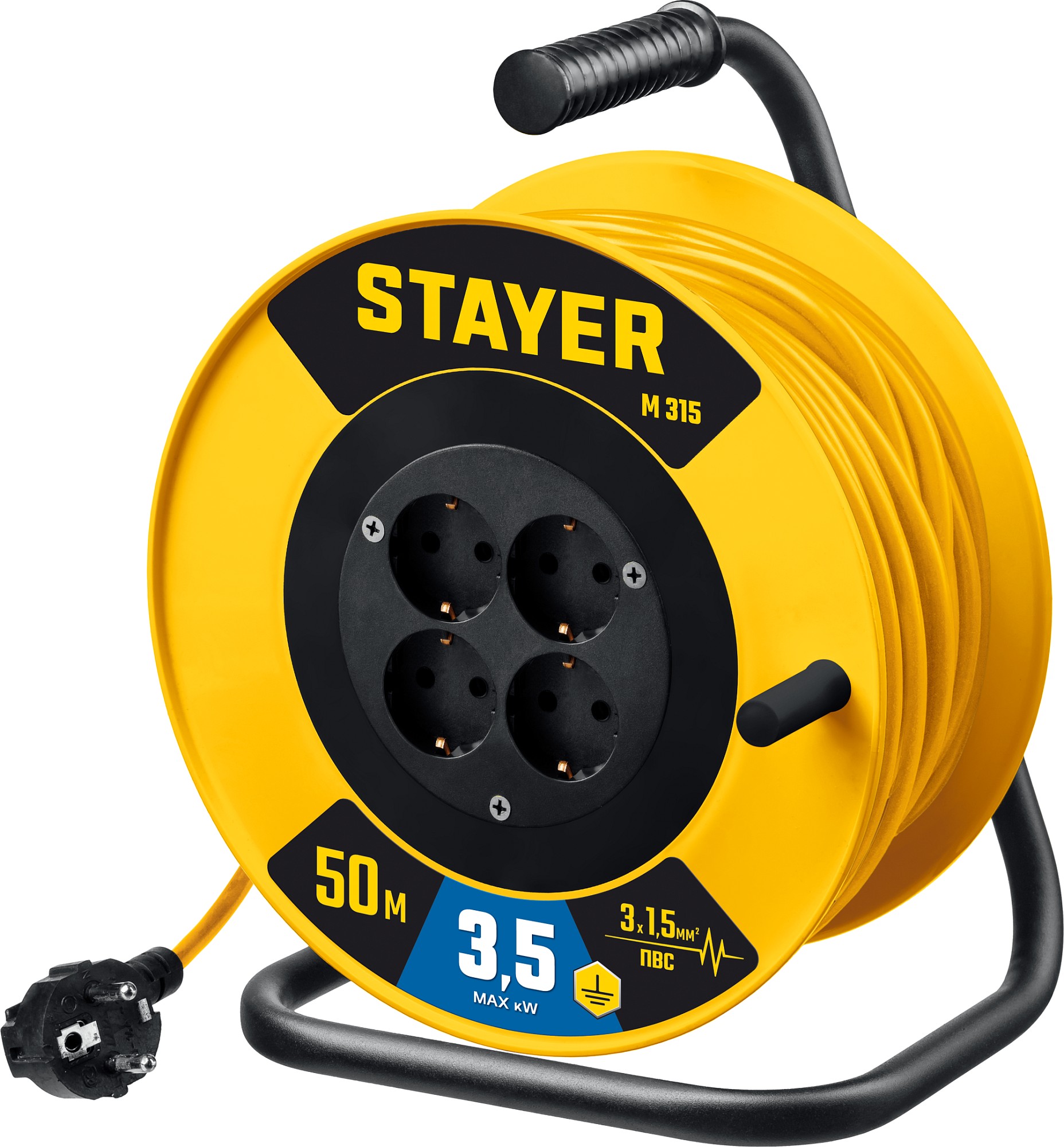 Удлинитель на катушке ПВС 3х1,5 50м М-315 STAYER