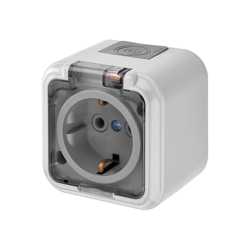 Розетка 1местная RA 16-214 Пралеска белая с крышкой IP54