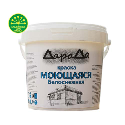 Краска водостойкая 1,4 кг (ДАРАДА) ГОСТ акриловая белоснежная моющаяся