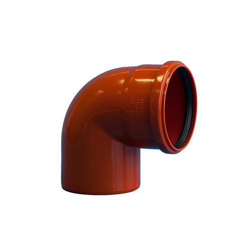 Отвод наружный рыжий, диаметр 110 мм, угол 90 градусов