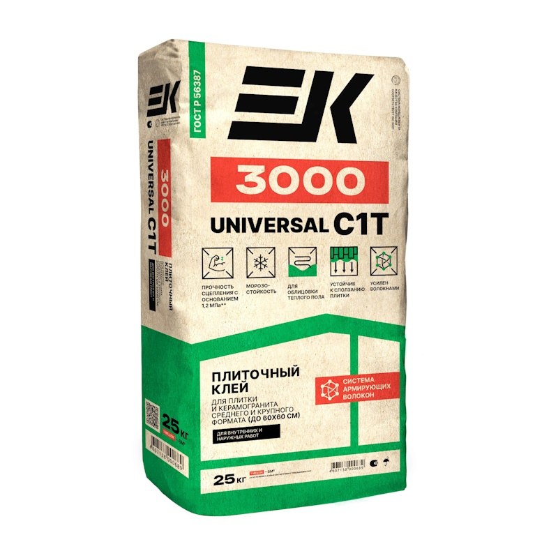 Клей ЕК 3000 для внутр.наруж. работ 25кг