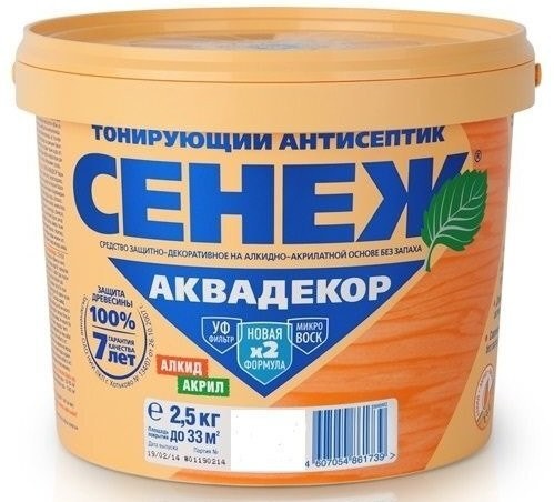Антисептик тонирующий СЕНЕЖ АКВАДЕКОР Х2-111 2,5 кг тик