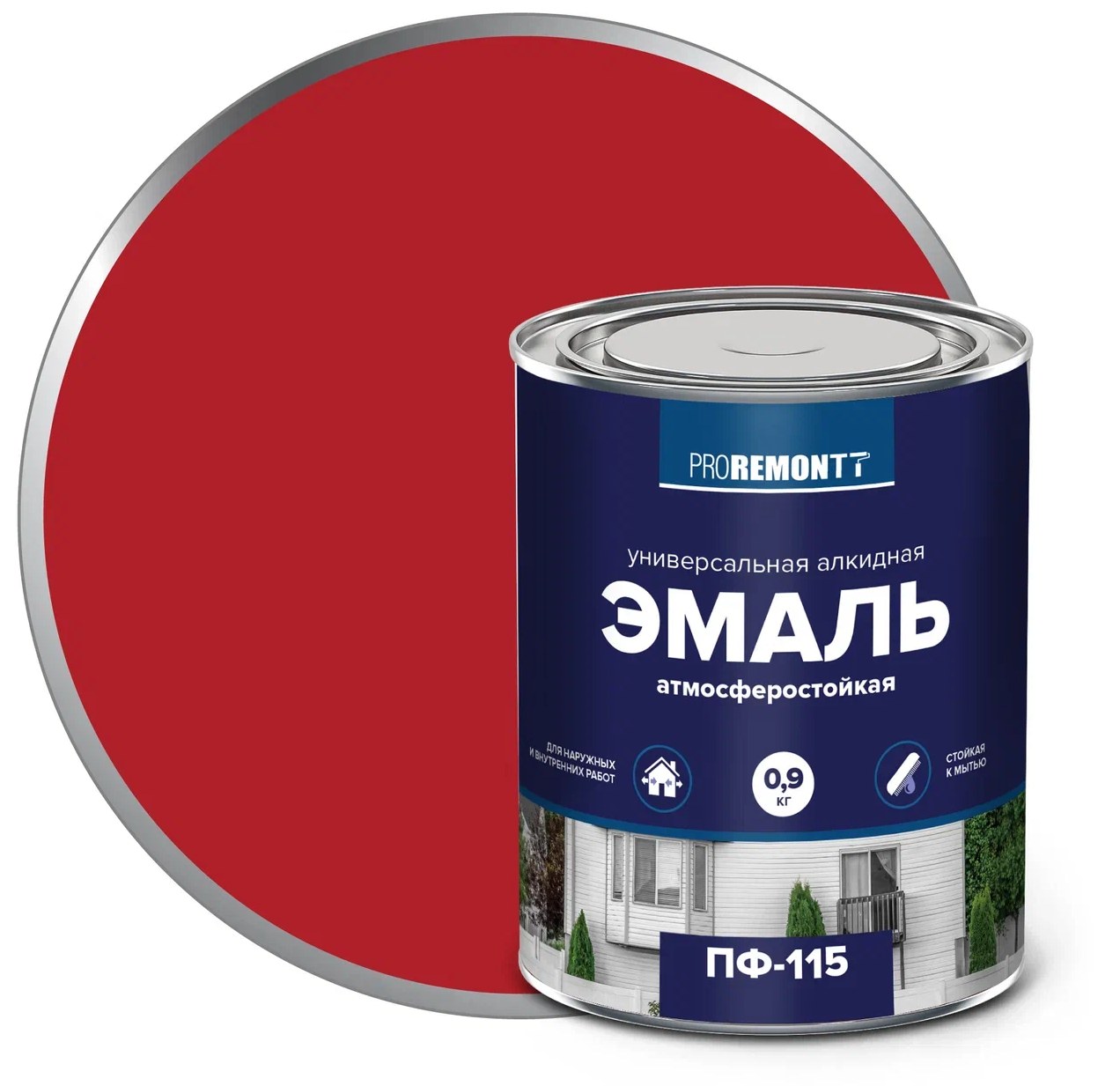 ПРОРЕМОНТ  эмаль ПФ-115 Красный 0,9 кг /10 ТУ