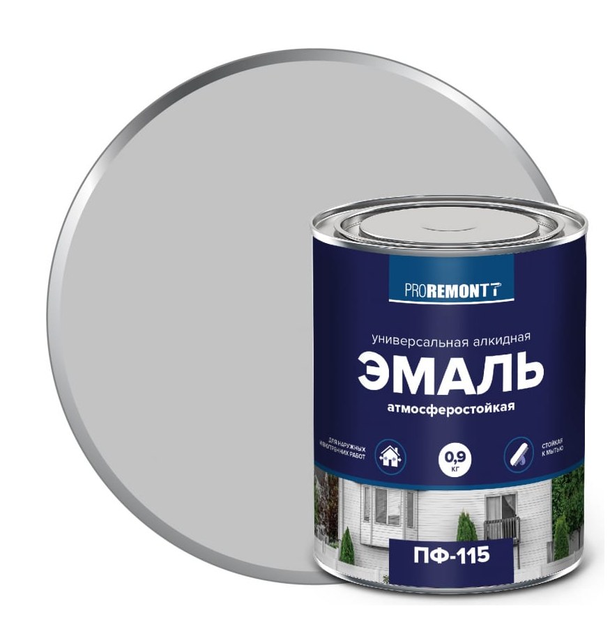 Эмаль ПФ-115 ПРОРЕМОНТ серая (0,9кг)