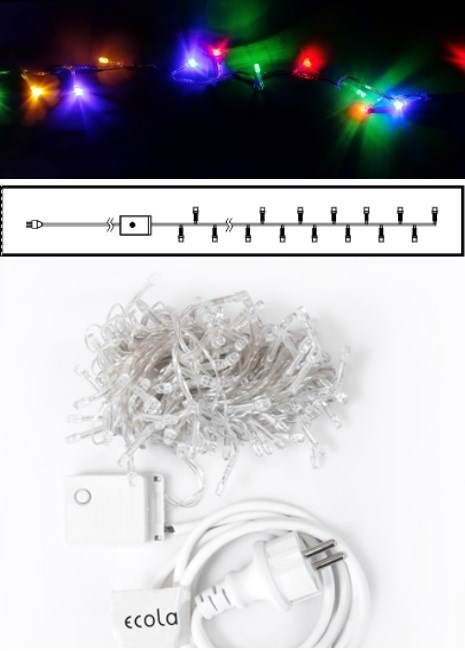 Ecola Гирлянда-нить ул. 120LED RGBW, 8м, 8реж, прозр.провод с вилкой 220V IP44