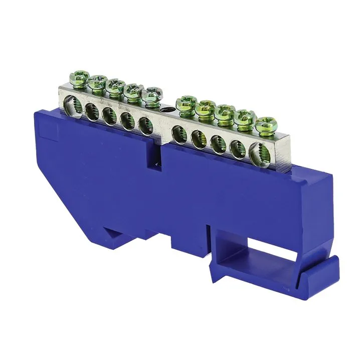 EKF Шина N "Ноль" (нул.) 6х9мм 10 отв.  (с изолятором на DIN-рейку, латунь) sn0-63-10-d