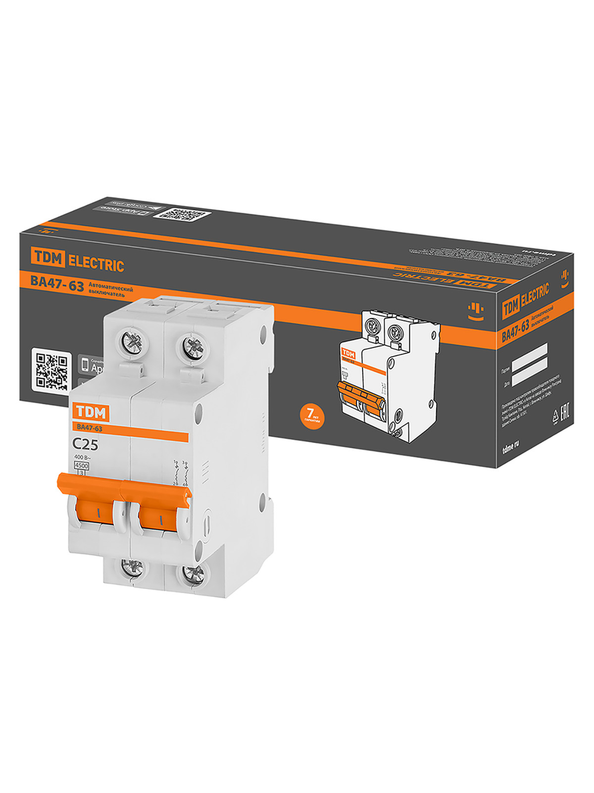 TDM автоматический выкл. ВА47-63 2P 25А 4,5кА х-ка С