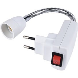 Переходник вилка-патрон Е14 гибкий 150мм с выключателем Ecola