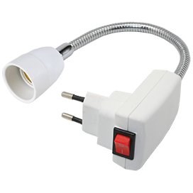 Переходник вилка-патрон Е14 гибкий 300мм с выключателем Ecola