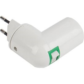 Переходник вилка-патрон Е14 белый с выключателем Ecola