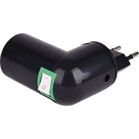 Переходник вилка-патрон Е14 черный с выключателем Ecola