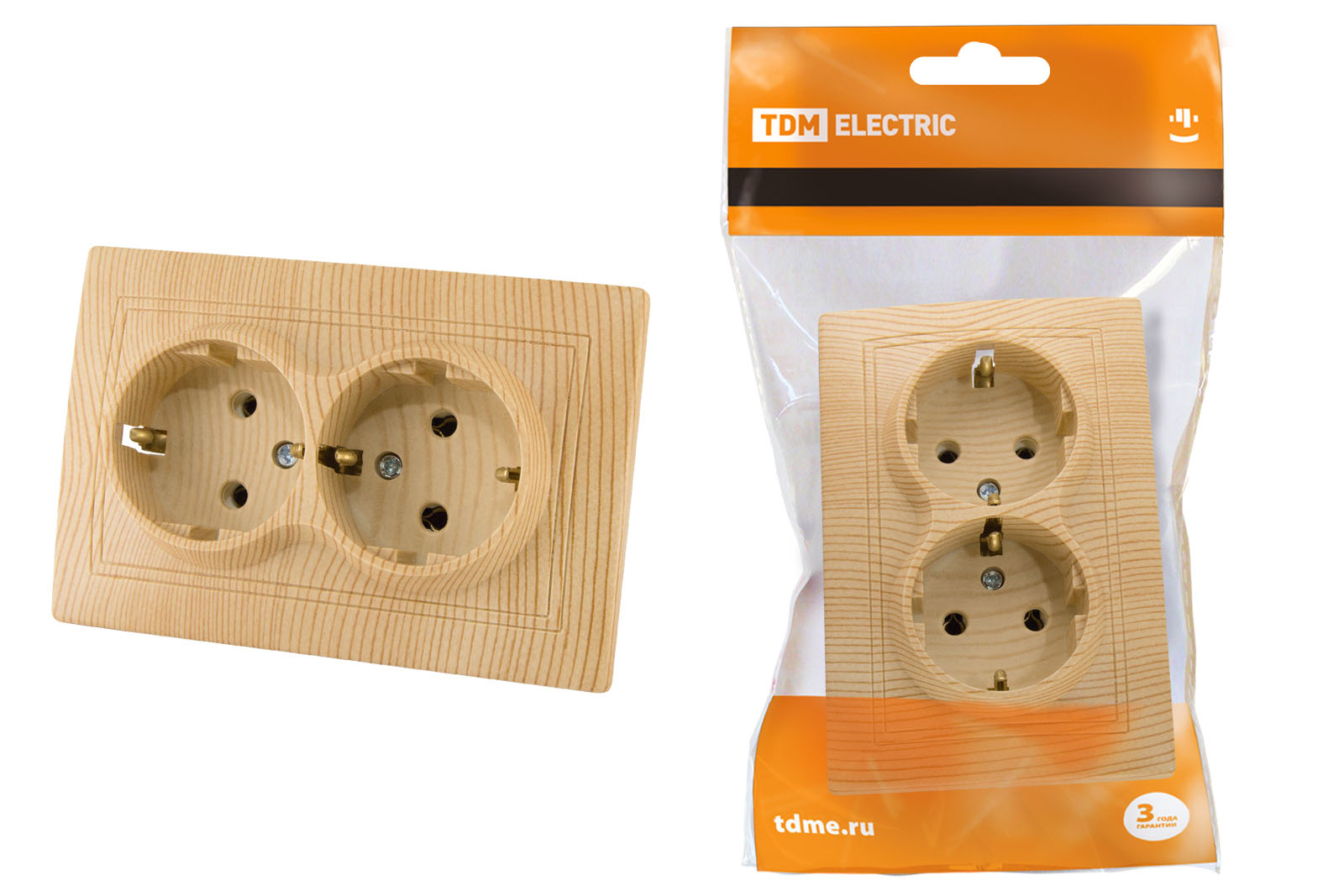 Розетка 2П+З с/у 16А 250В "ЭКО" (сосна) "Таймыр" TDM