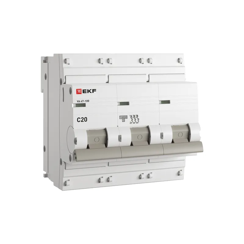 Выключатель автоматический 3П 20А С 10кА ВА47-100 EKF