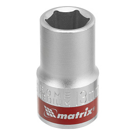 Головка торцевая,27мм, 6-гранная, CrV, под квадрат 1/2", хром MATRIX