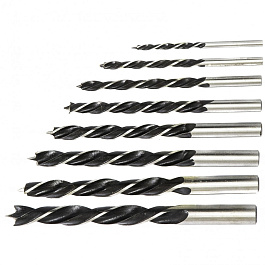 Набор сверл по дереву ,3-4-5-6-7-8-9-10 мм,8шт.цилиндрический хвостовик,Сибртех