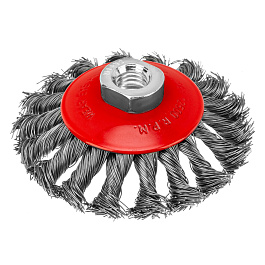 Щетка для УШМ ,100мм,м14,тарелка,крученая проволока 0,5мм