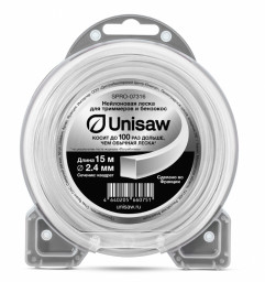 Леска для триммера квадратная,2,4мм*15м/Сибртех