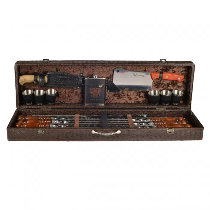 Набор шампуров в коробе кожзам Элит Дипломат (6шт)