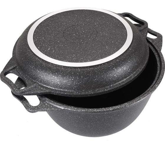 Казан 3,5л для плова со стекл.крышкой(темный мрамор) Кукмара