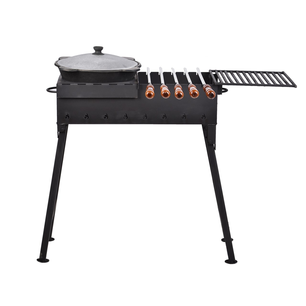 Мангал комбинир. 60х30х75см реш.гриль, подставка для казана, сталь 3мм