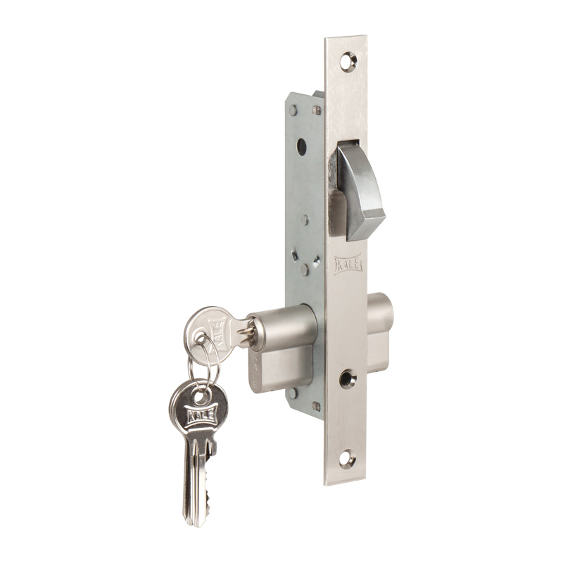 Замок врезной никель с защелкой. 201/20мм  3кл KALE KILIT