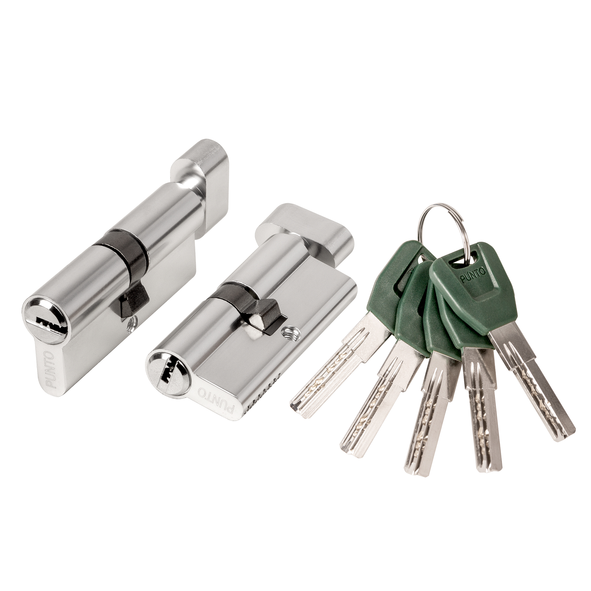 Цилиндровый механизм (А202/70) Knob70(30+10+30) с верт, никель PUNTO