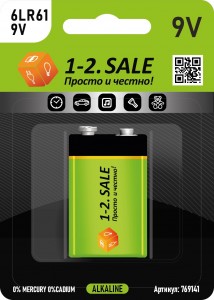 Щелочная батарейка Трофи  6LR61/6LF22 крона BL 1