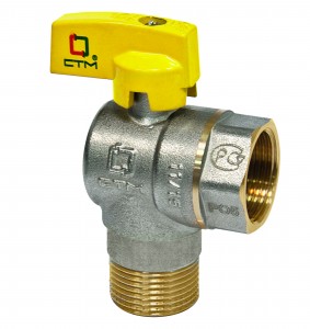 Кран шар. для газа угловой 1/2" (вн-нар, г/ш) бабочка CGLFMB12