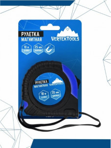 Рулетка 5м х 25мм магнитная, корпус ударопрочная пластмасса Vertex