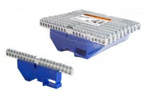 Шина N нулев.(латунь) с изолят. на DIN рейку 6*9мм 8 групп