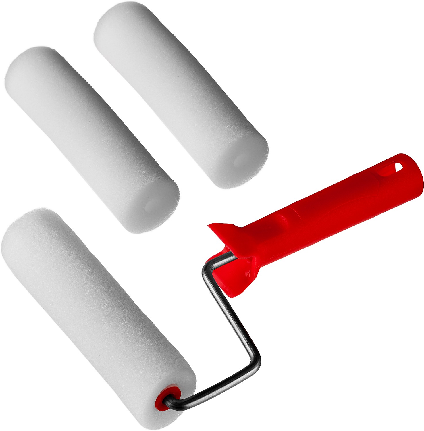 Малярный валик в наборе 40мм 140мм 3 шубки+ручка MIRAX ПОРОЛОН