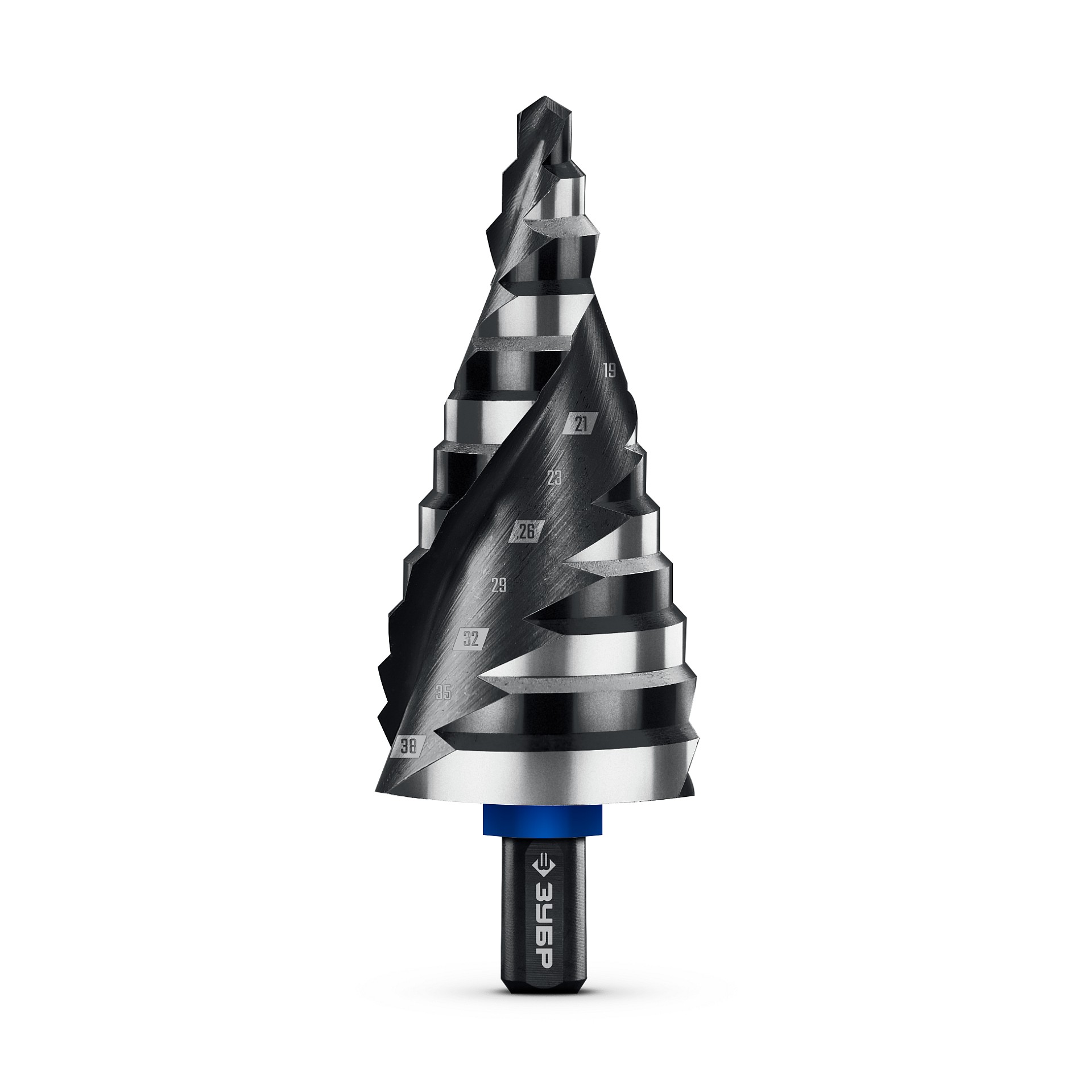 Сверло ступенчатое ЗУБР BLACK FORCE 6-38мм, 12 ступеней