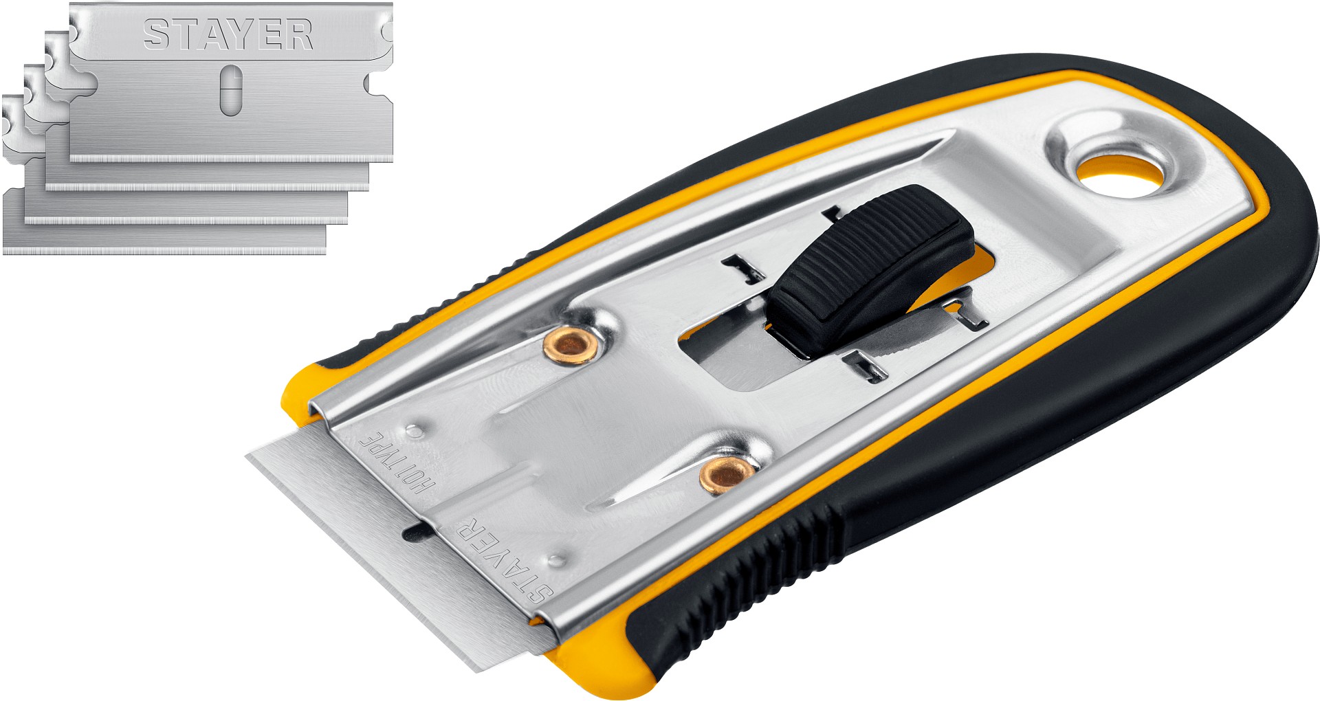 Скребок  металлический с выдвижным лезвием ,40мм, лезвий 5шт