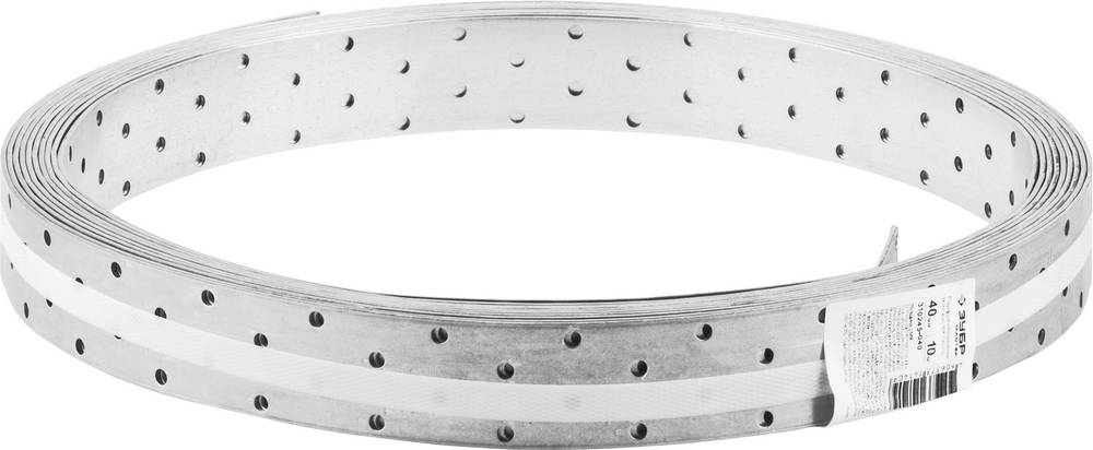 ЗУБР ПЛ-2.0 40 х 2 мм, 10 м, перфорированная монтажная лента, цинк