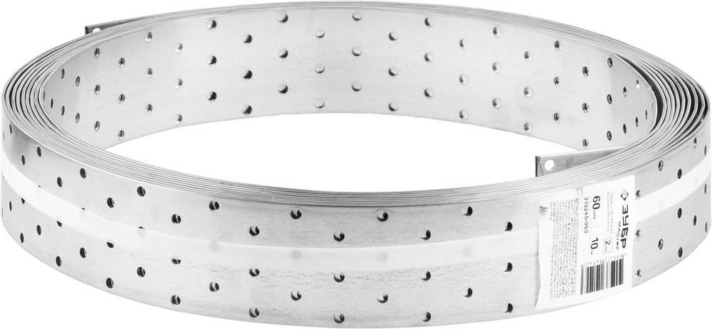 ЗУБР ПЛ-2.0 60 х 2 мм, 10 м, перфорированная монтажная лента, цинк